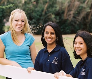 Three female teen volunteers