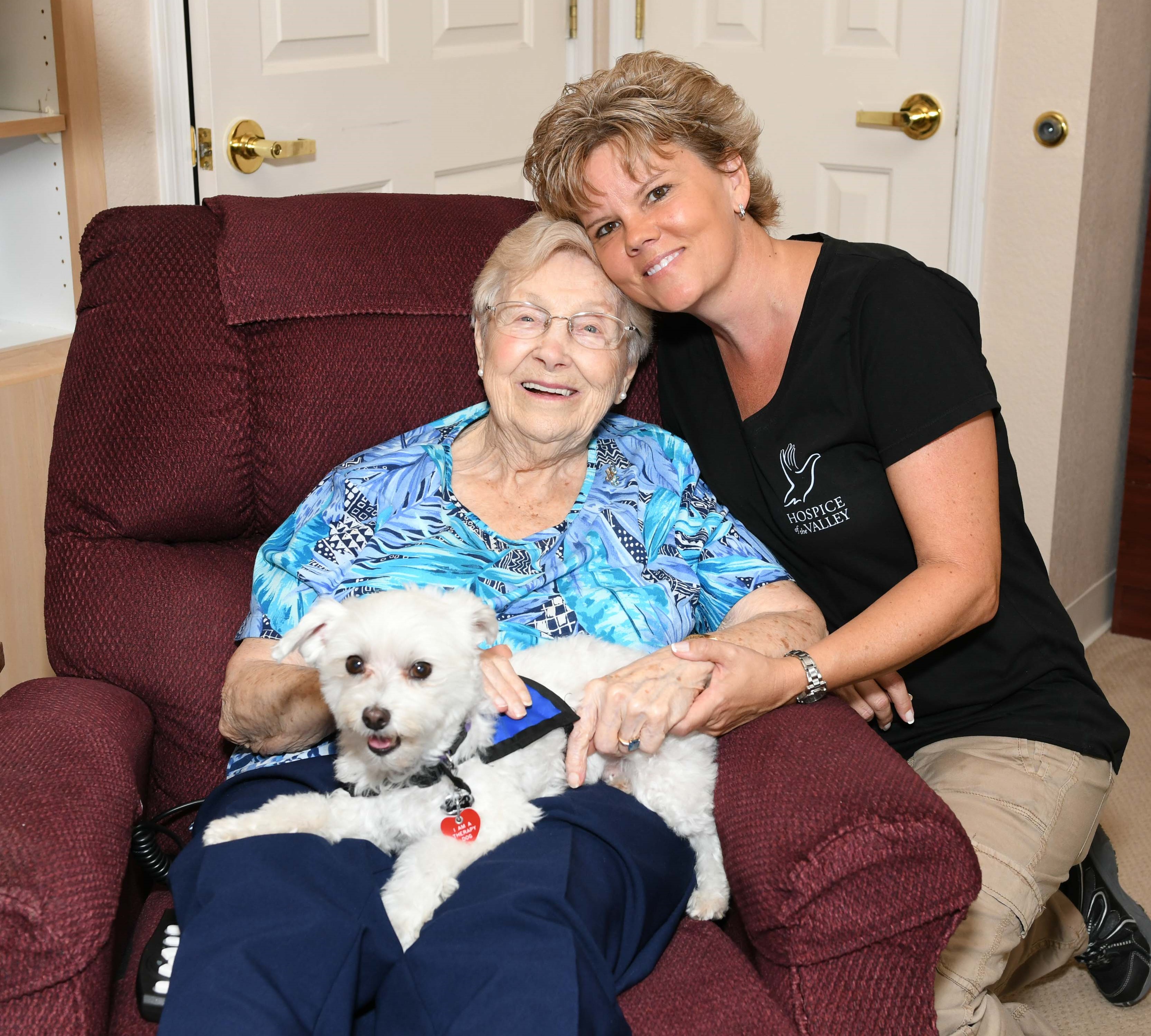 Pet therapy visit with patient