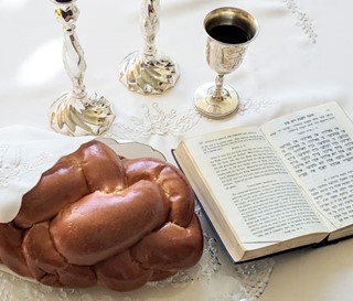 Challah bread on table