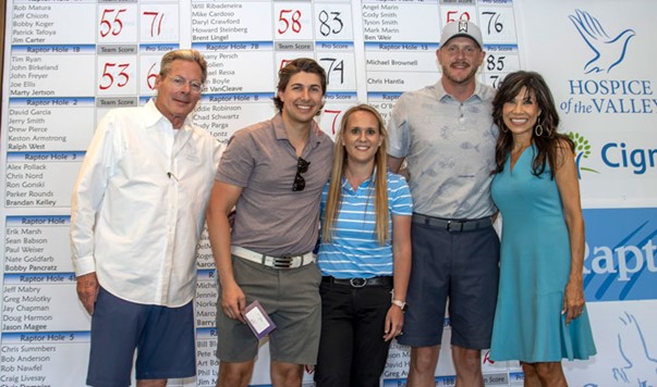 Winning amateurs Michael Ressa, Bethany Persch and Joe Solien with tournament chair Jay Hoselton and Lin Sue Cooney